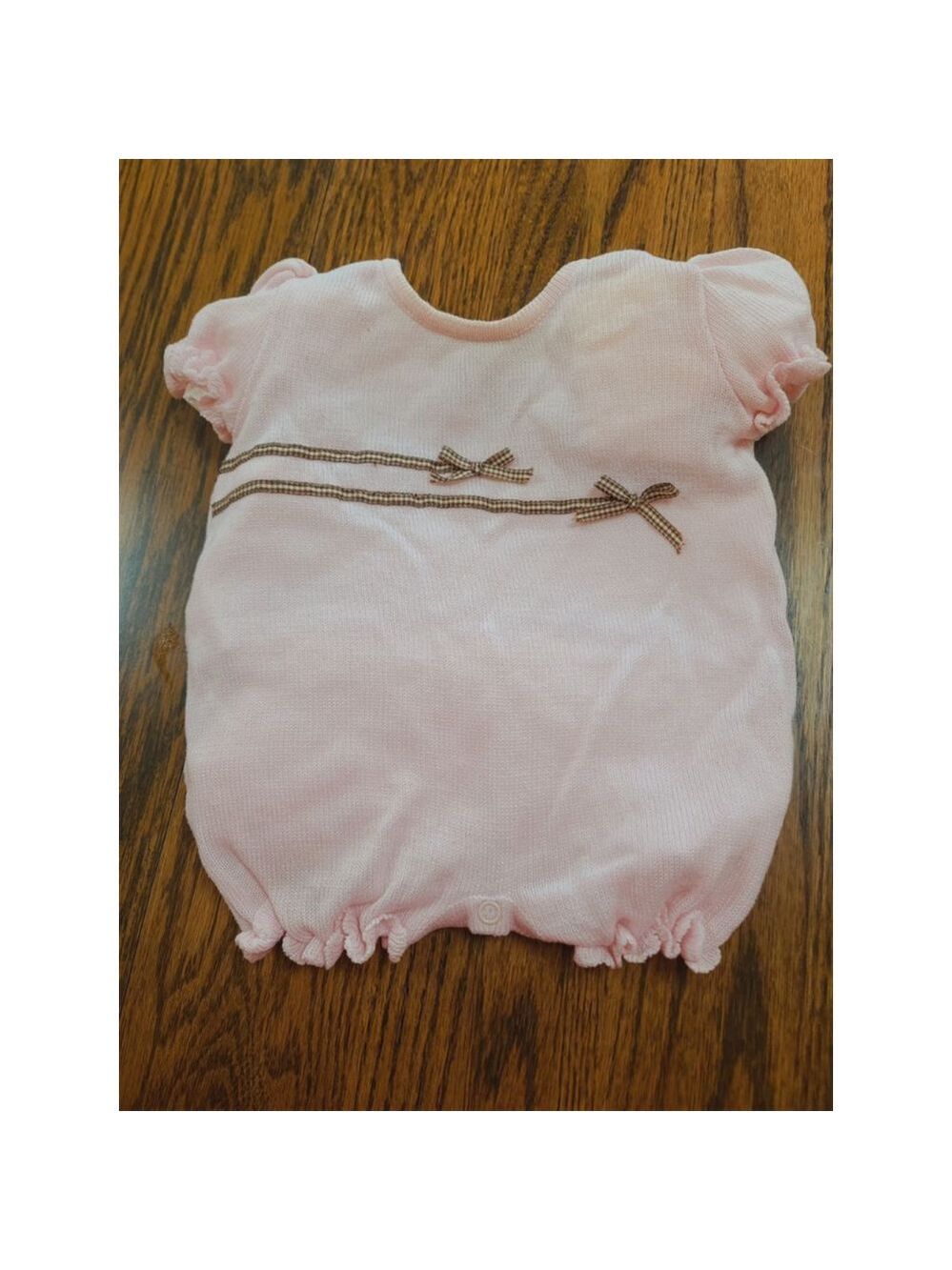 Catimini Pink Knit Romper 3-6M | Cute Bow Details - Picture 9 of 9